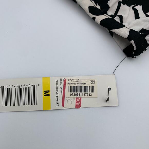 Rafaella Blouse Women's Medium Black & White Allover Print Cinched Waist Stretch - Picture 8 of 9